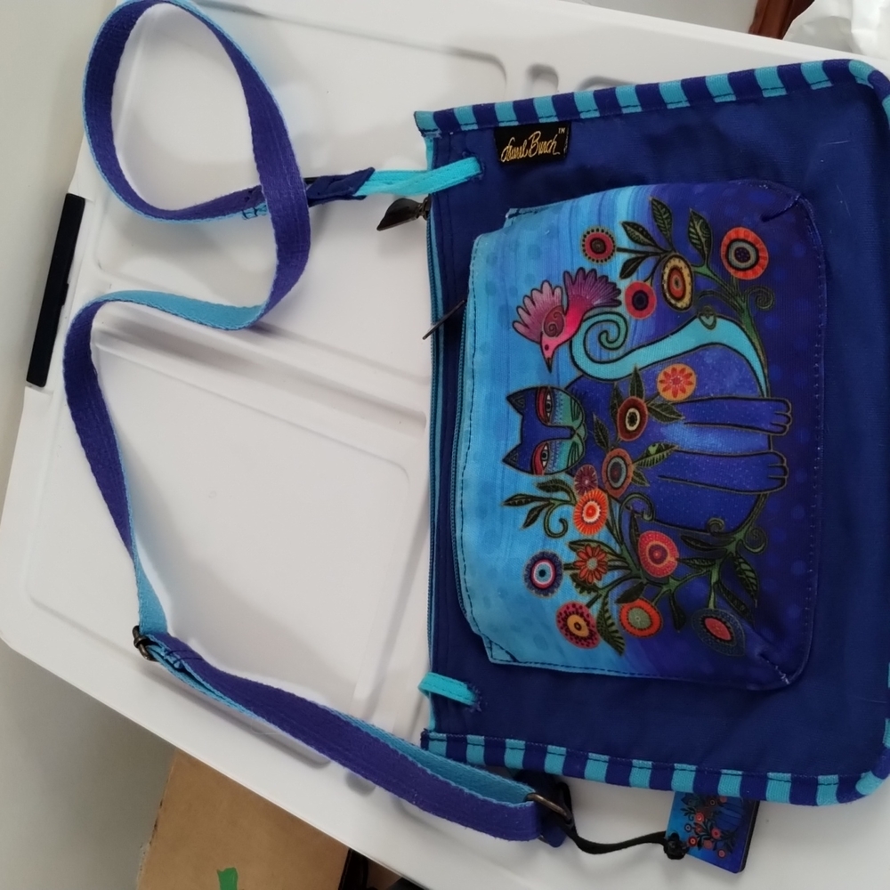Laurel Birch cerulean cat crossbody purse